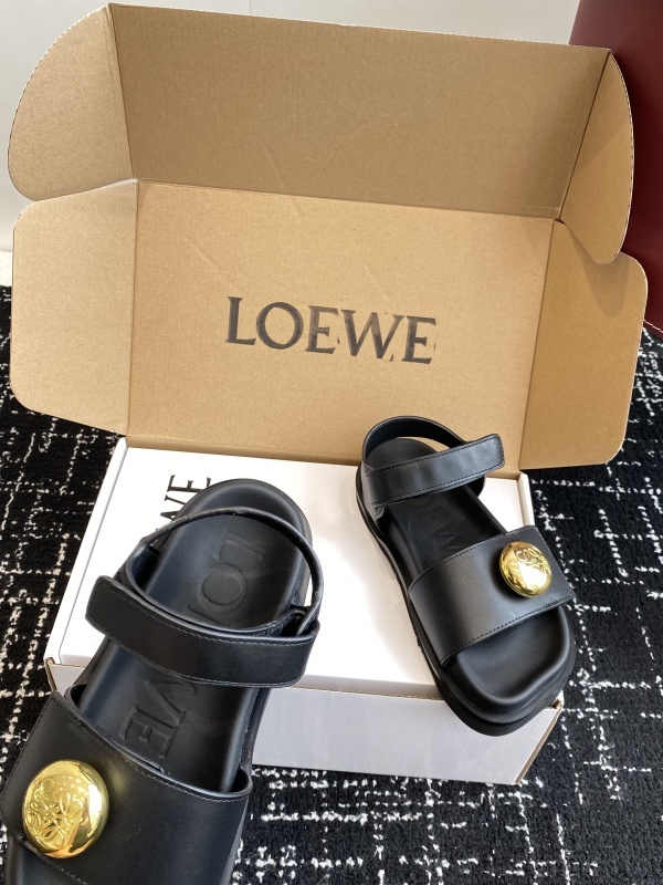 Loewe Glitter-Leather Flatform Sandals