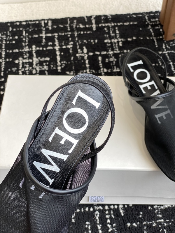 Loewe Petal Slingback Heel Sandal in Mesh Black