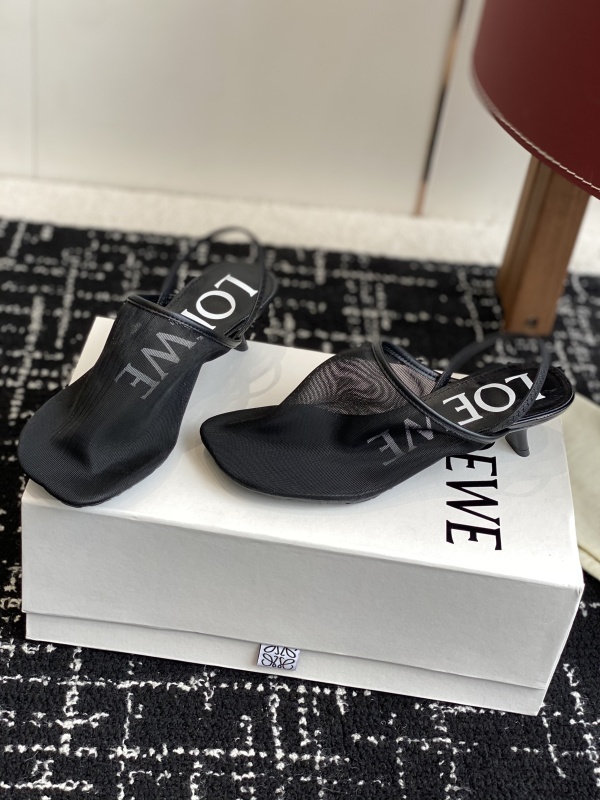 Loewe Petal Slingback Heel Sandal in Mesh Black