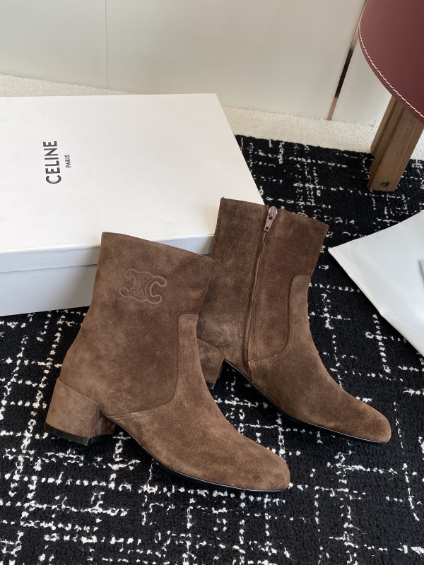 Celine Triomphe Short Boots Havana