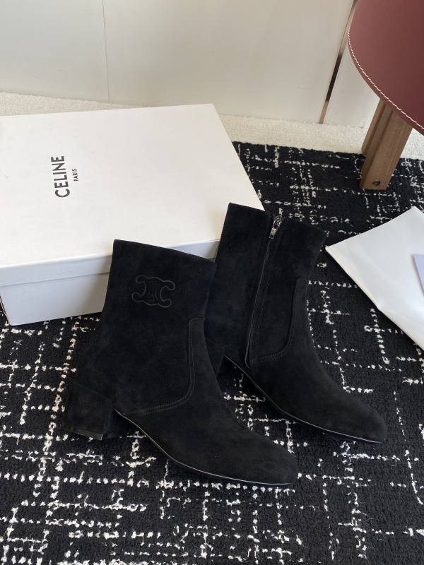 Celine Triomphe Short Boots Havana